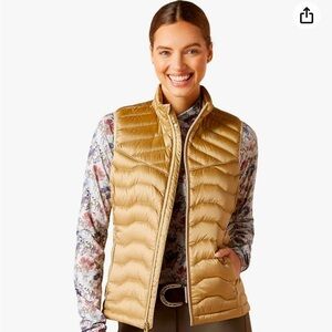 NWT Ariat Ideal 3.0 Down Vest S AriatTEK Fields of Rye Gold